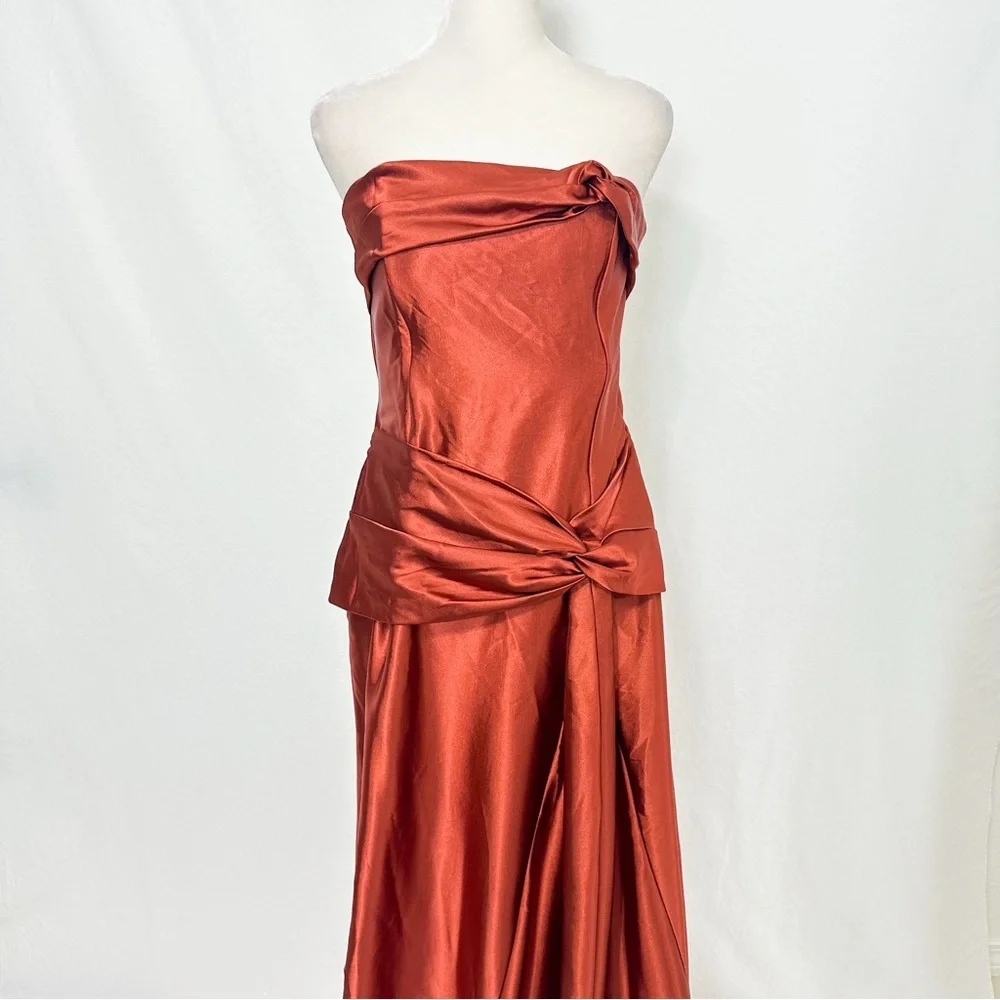 Jessica McClintock Strapless Rust Dress - Picture 3 of 8